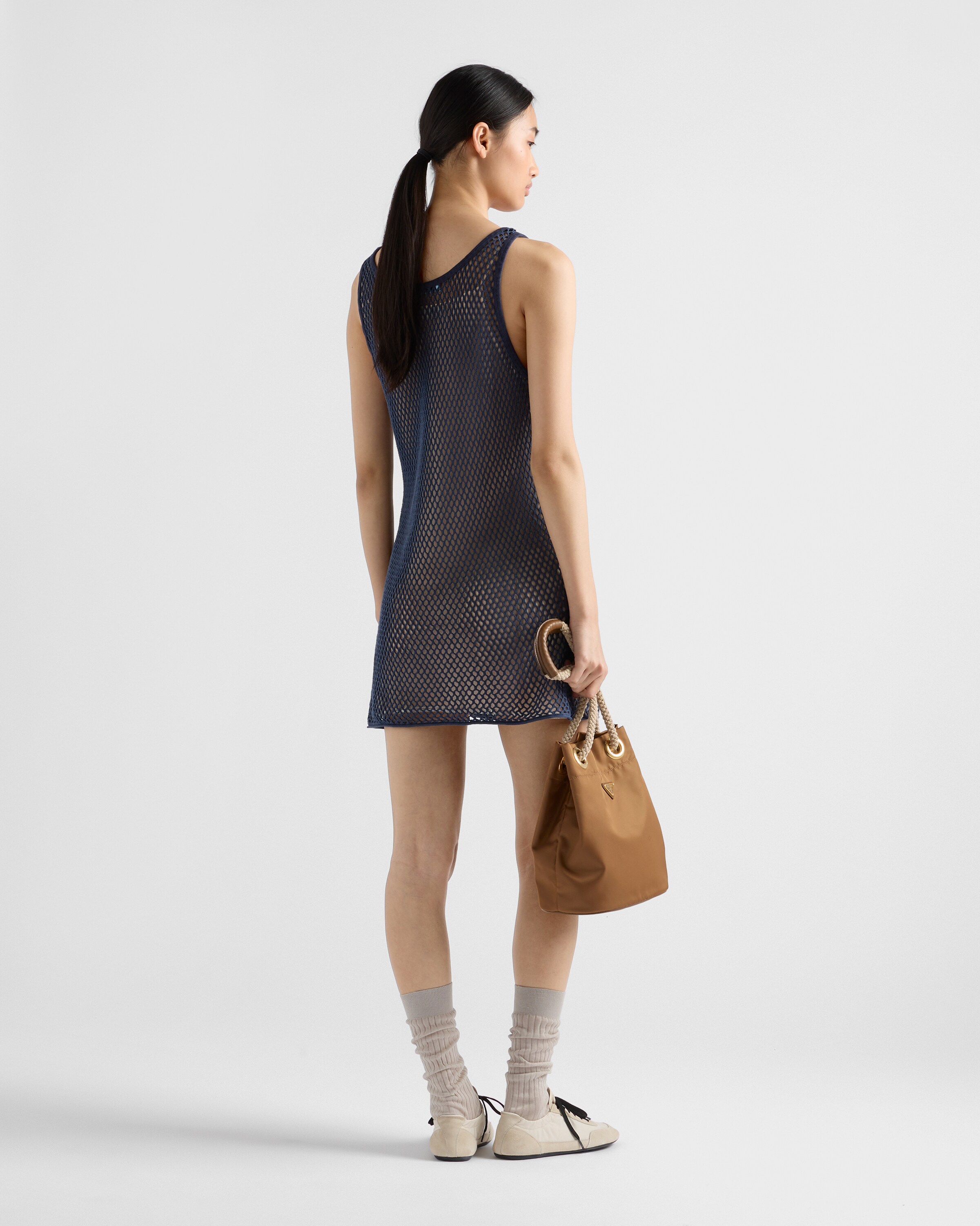 Navy Cotton mesh dress | PRADA