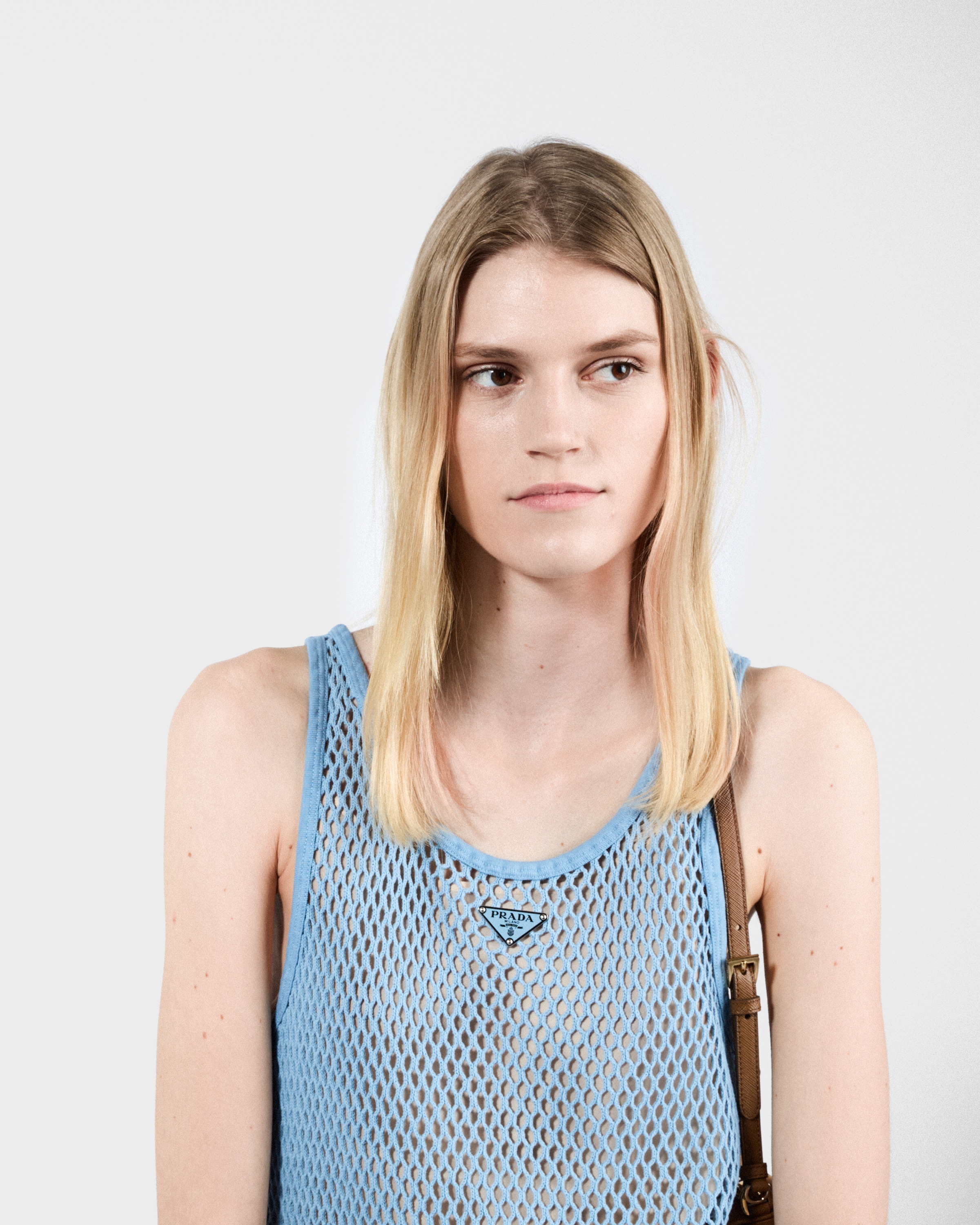 Astral Blue Cotton mesh dress | PRADA