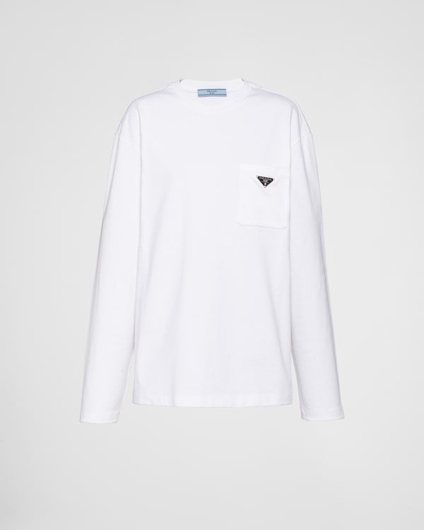 White Jersey T-shirt | PRADA