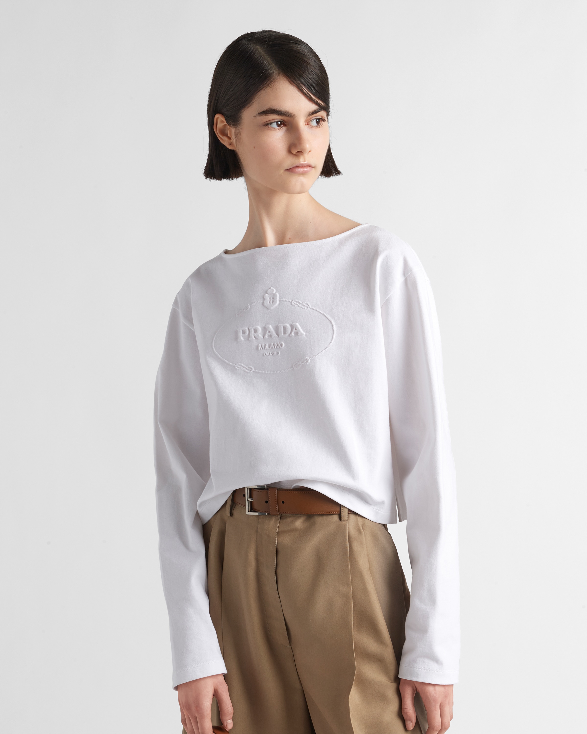 Weiss T shirt Aus Jersey PRADA