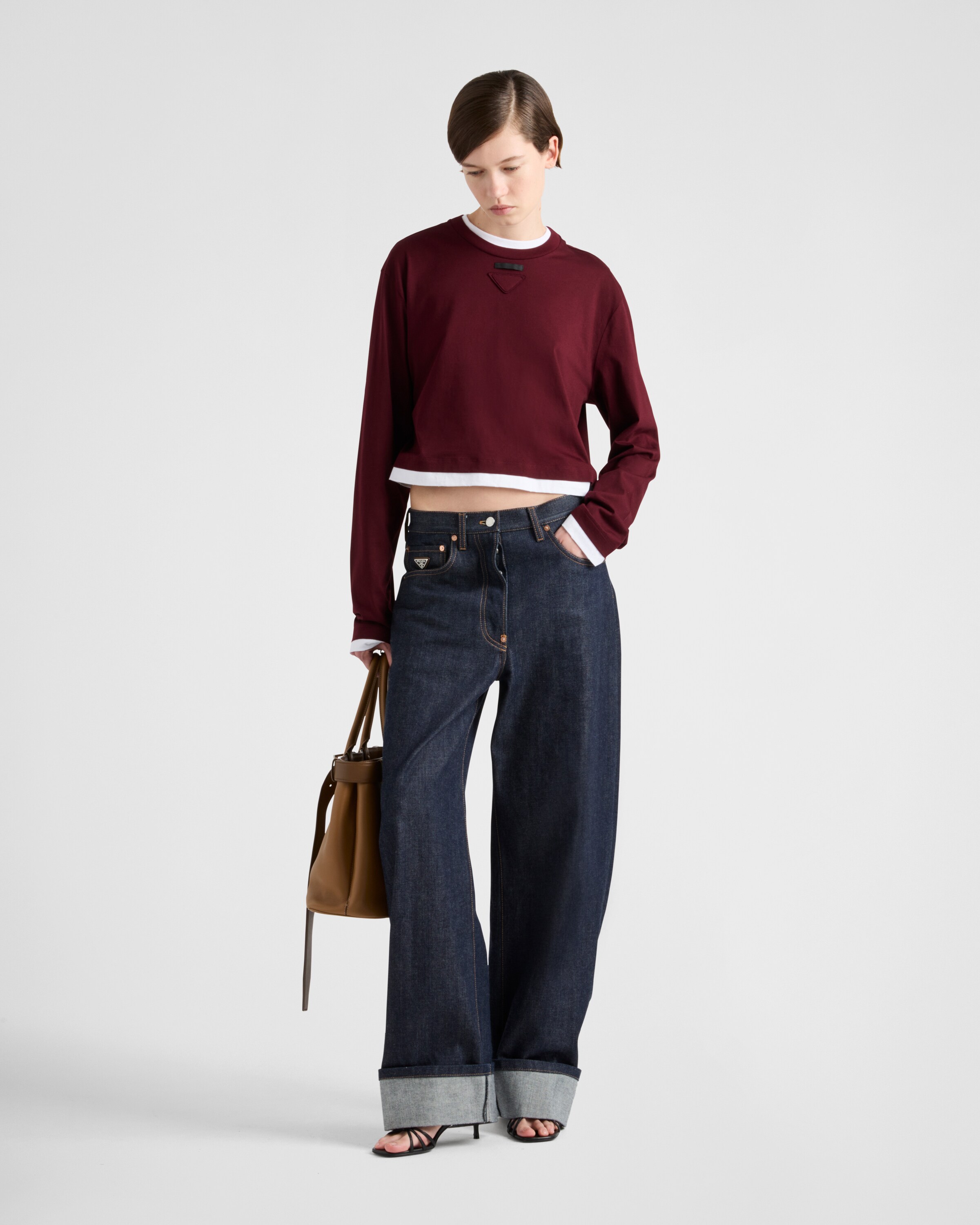 ガーネット 長袖 ジャージー Tシャツ | PRADA