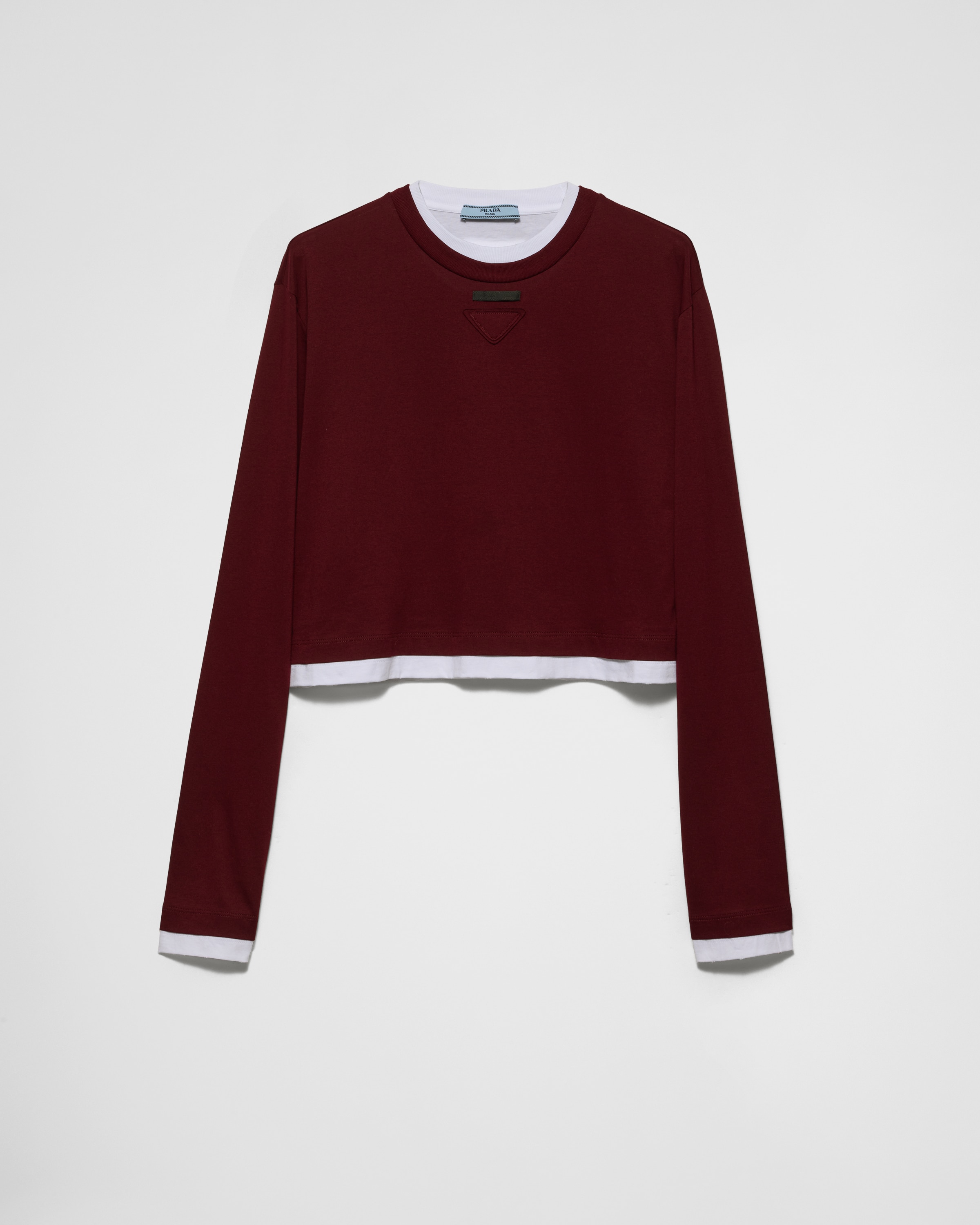 Garnet Long-sleeved jersey T-shirt | PRADA