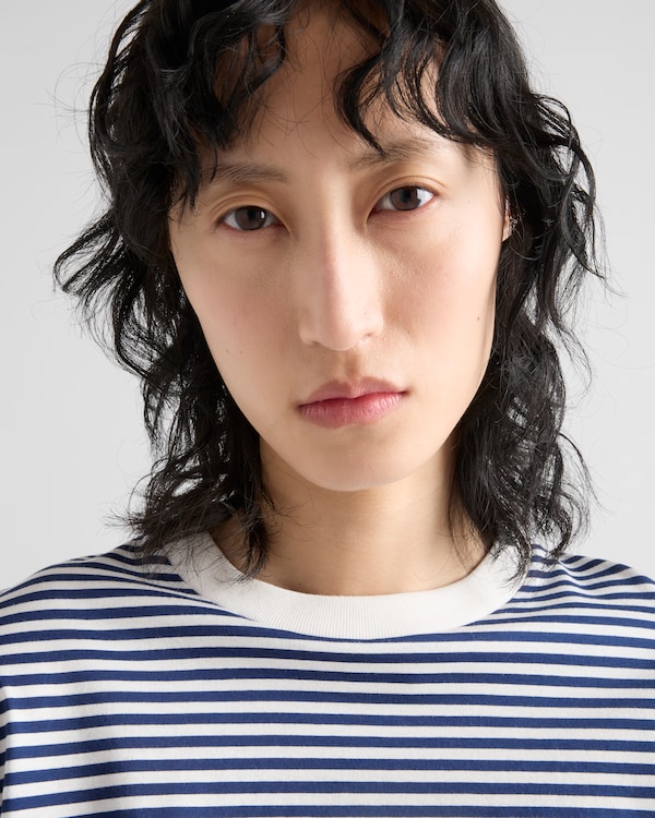 Long-sleeved striped jersey T-shirt - Navy Long-sleeved striped jersey T-shirt - Navy