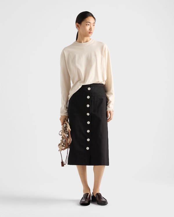 T-shirt a maniche lunghe in jersey di cotone - Gesso T-shirt a maniche lunghe in jersey di cotone - Gesso