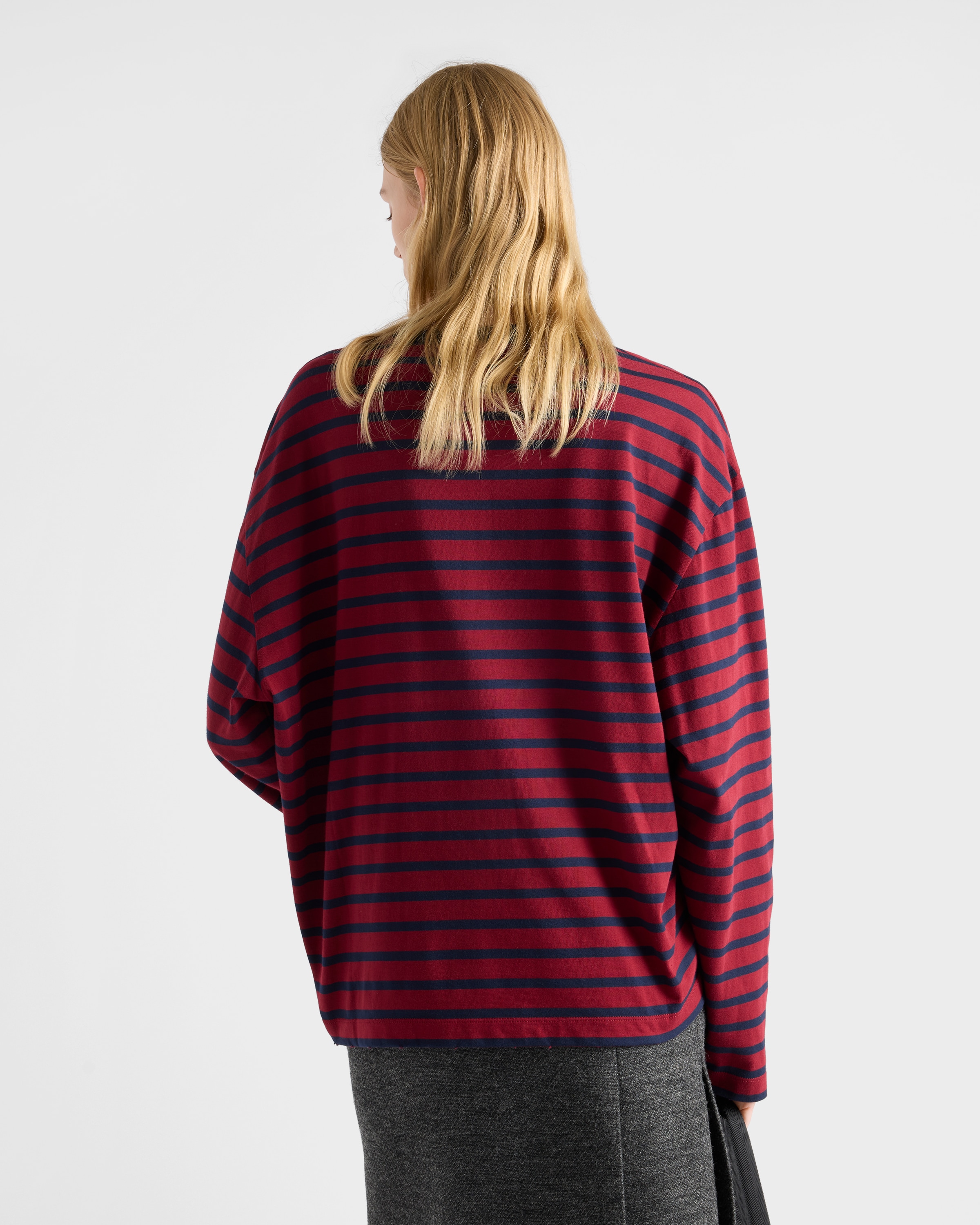 Long-sleeved striped jersey T-shirt