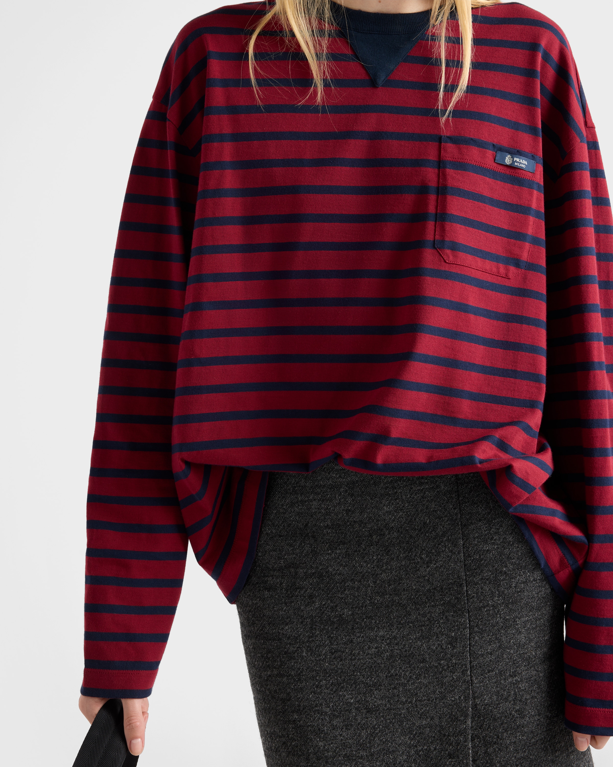 Long-sleeved striped jersey T-shirt