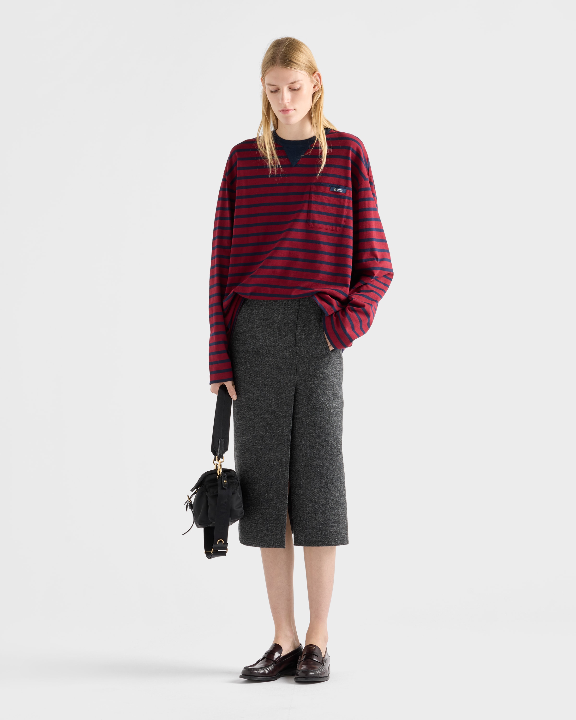 Long-sleeved striped jersey T-shirt