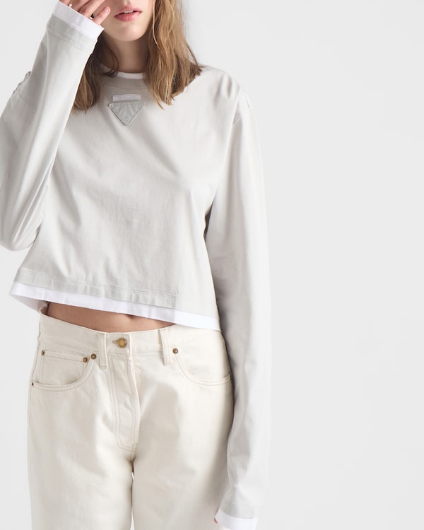 長袖 ジャージー Tシャツ - マーブルグレー 長袖 ジャージー Tシャツ - マーブルグレー