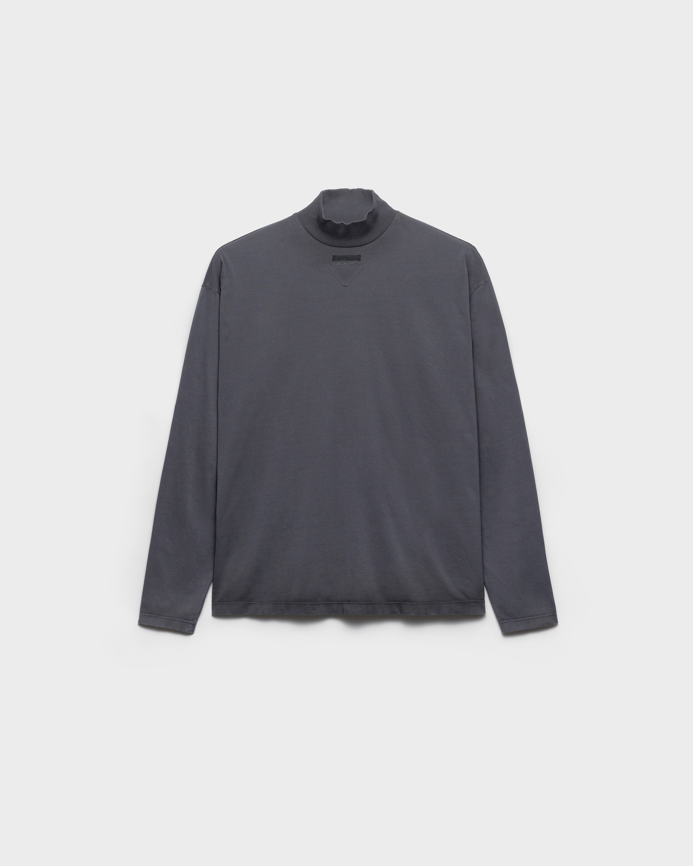 Lead Gray Long-sleeved Cotton Jersey T-shirt | PRADA - Japan