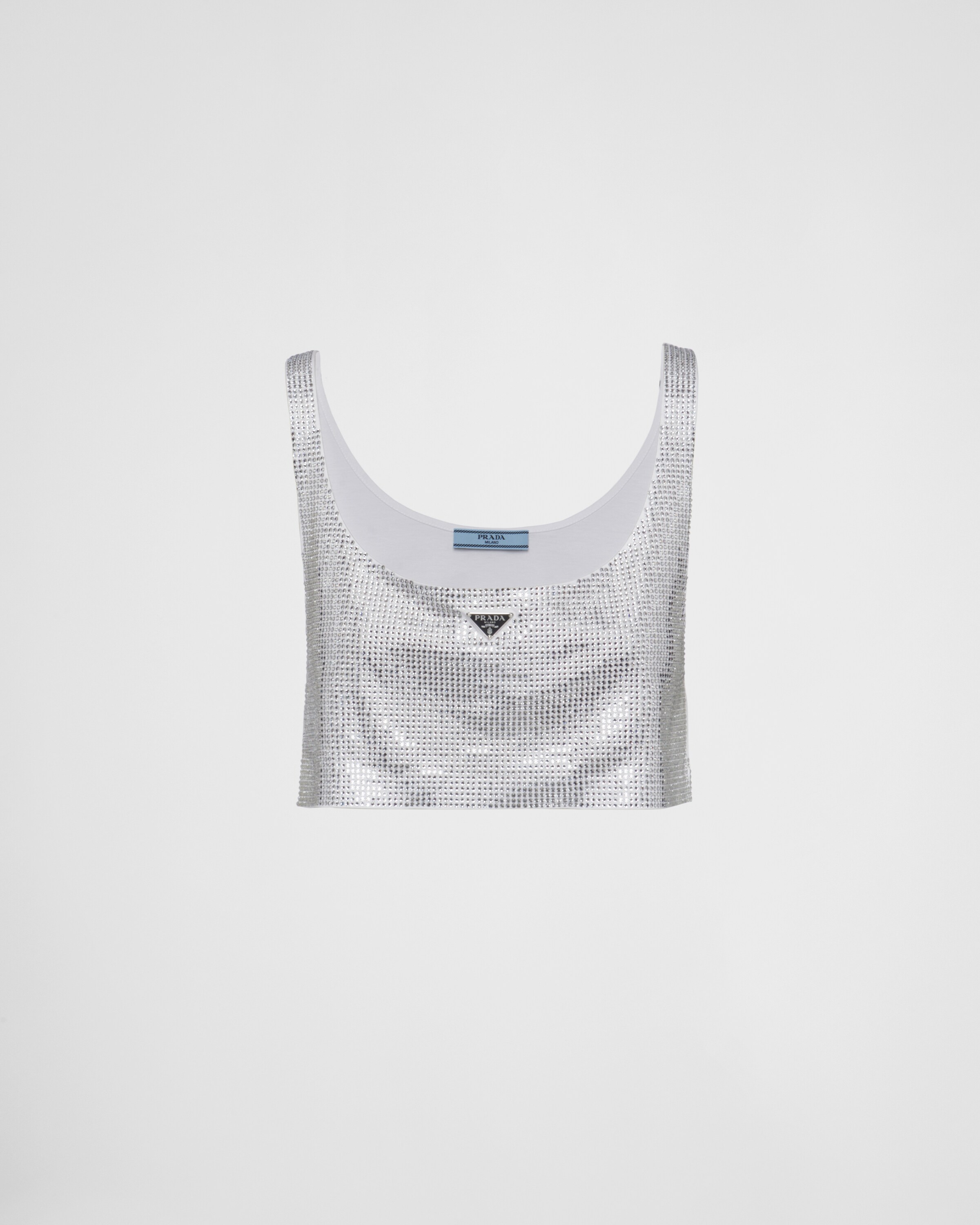 Prada Embroidered Jersey Top In White