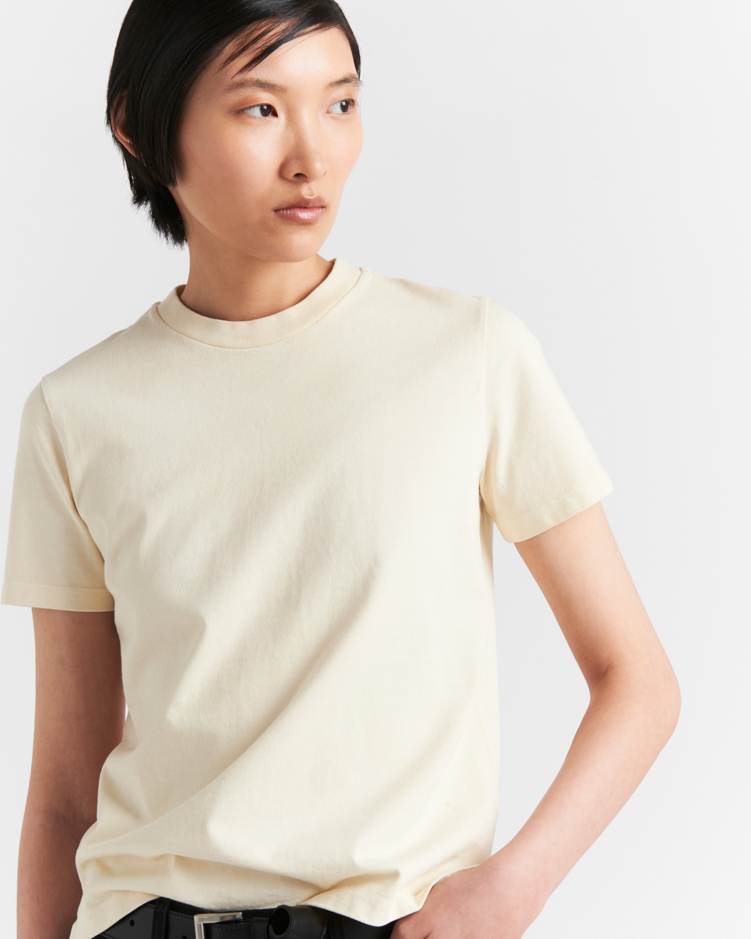 Shop Prada Jersey T-shirt In Vanilla