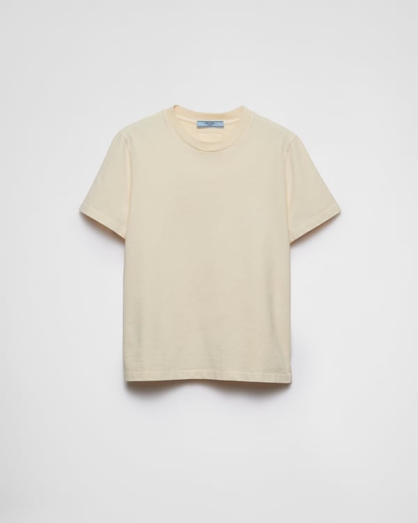 ホワイト 長袖コットンジャージーTシャツ | PRADA