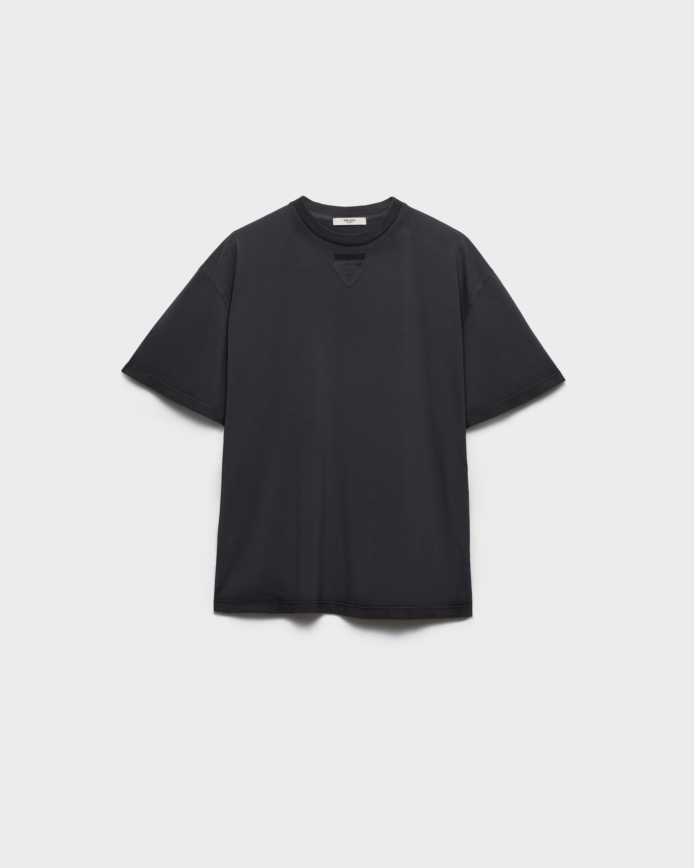 Lead Gray Cotton Jersey T-shirt | PRADA - Japan
