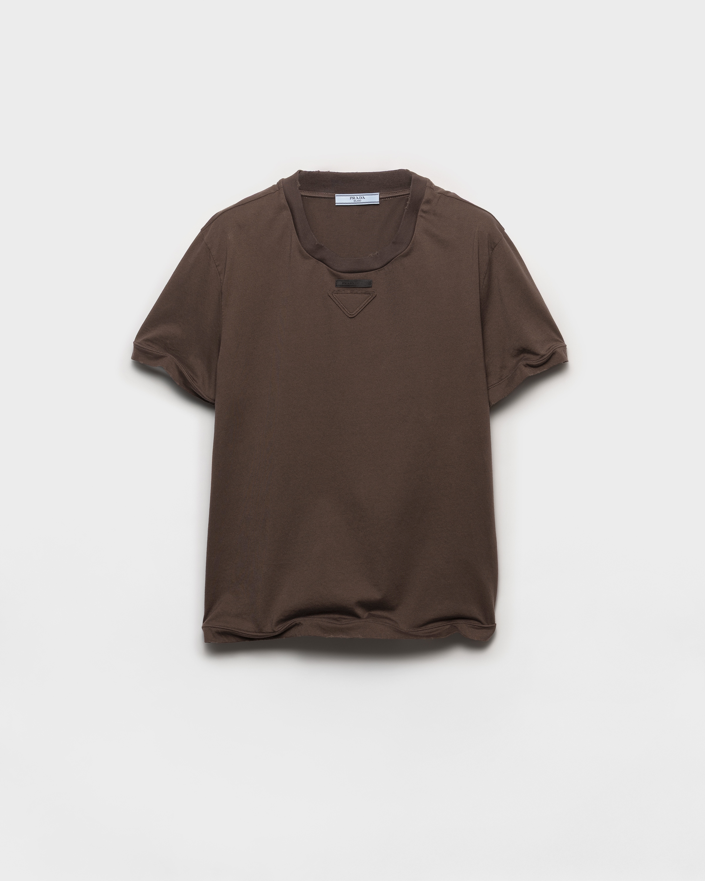 Cocoa Brown Cotton Jersey T-shirt | PRADA