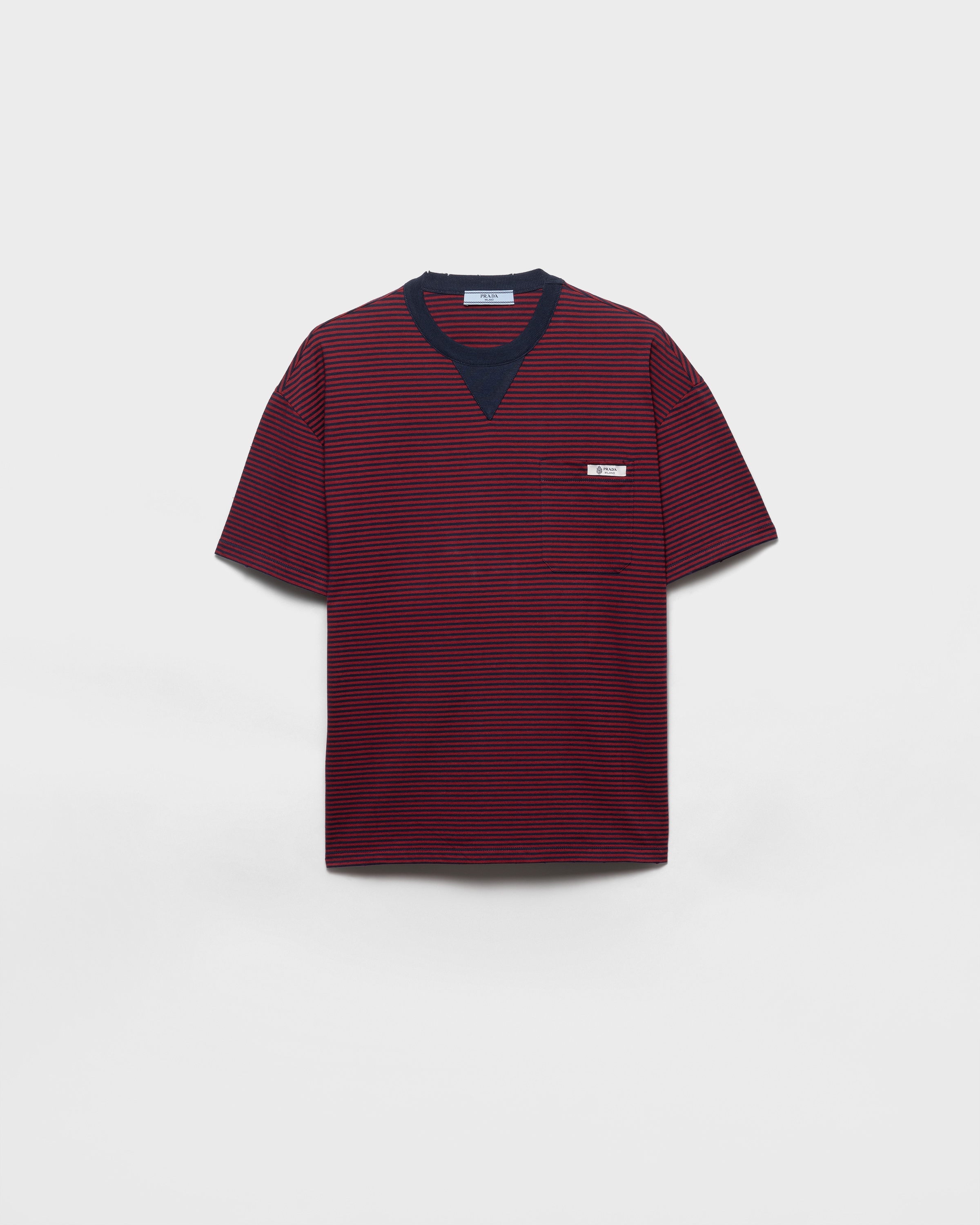 Amaranth/Blue Oversized striped jersey T-shirt | PRADA