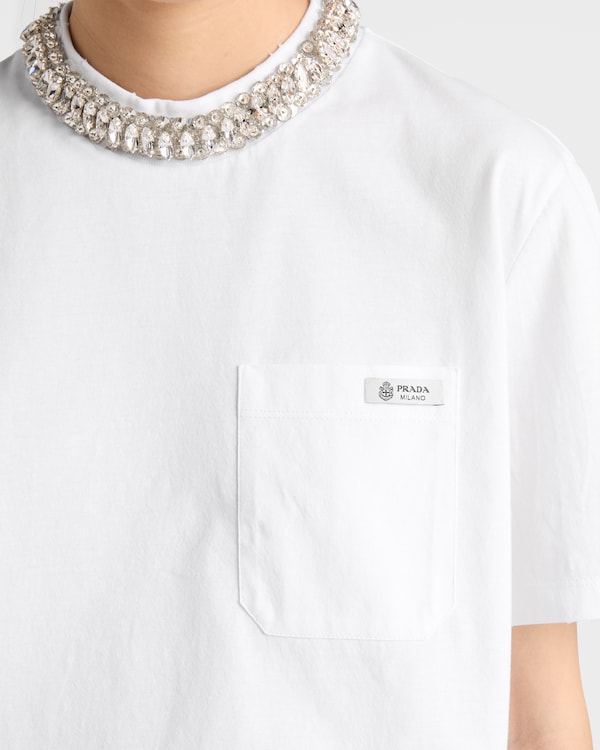 Embroidered jersey T-shirt - White Embroidered jersey T-shirt - White