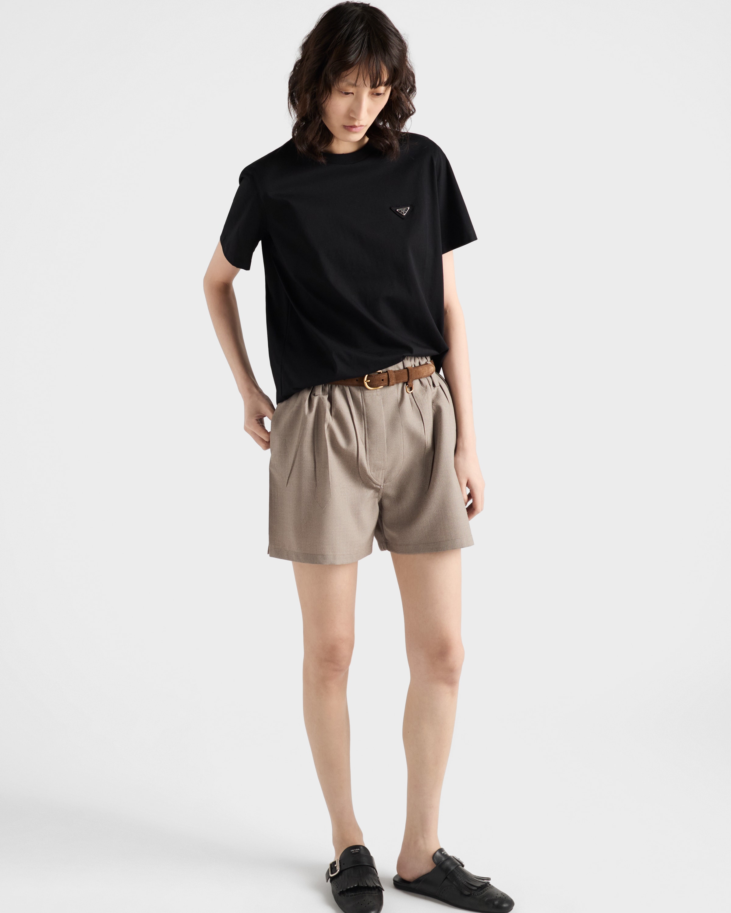 ⚡️【美品】PRADA黒いロゴ付きTシャツM PRADA T-Shirts Men Black S - POIZON