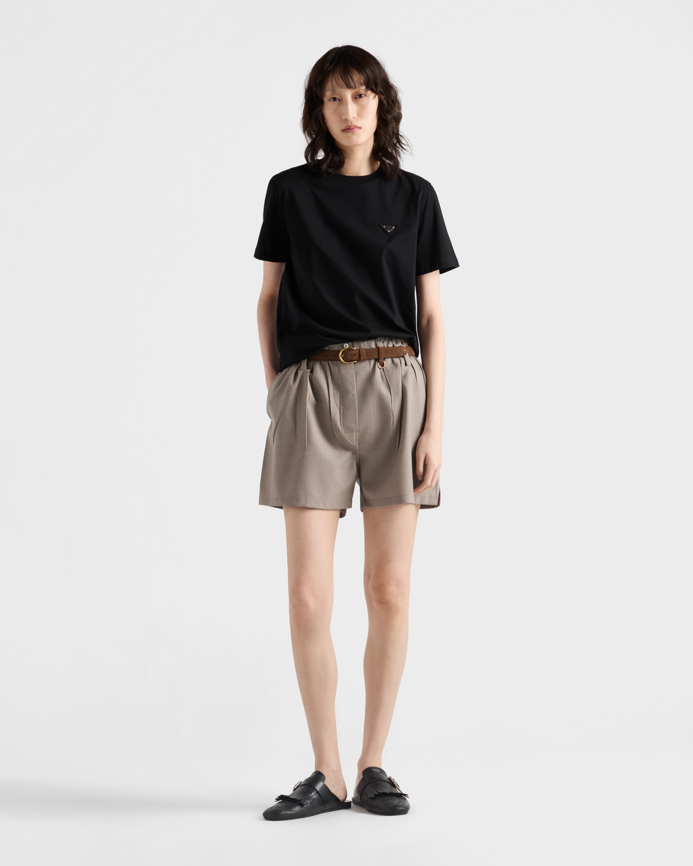 PRADA 24ssジャージー Tシャツ ブラック ジャージー Tシャツ | PRADA
