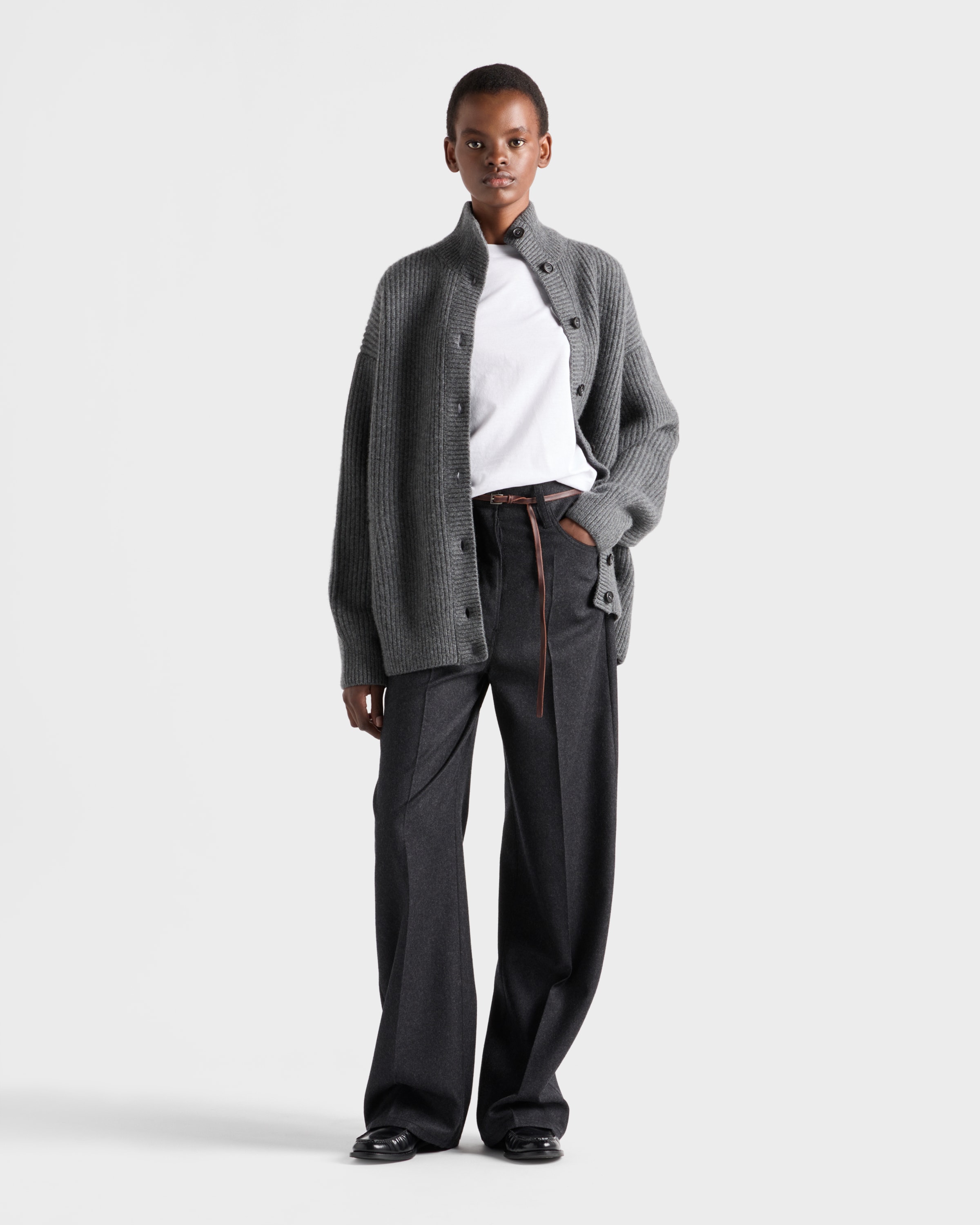 Prada Jersey T-shirt In Gray