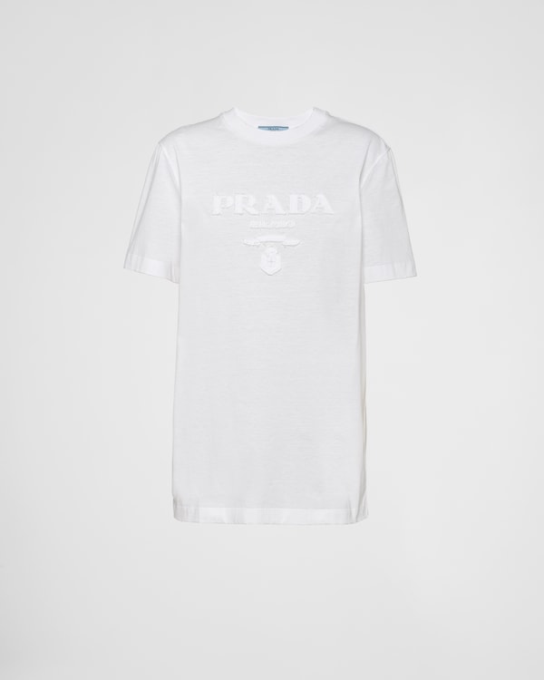 ホワイト プリント入り ジャージー Tシャツ | PRADA