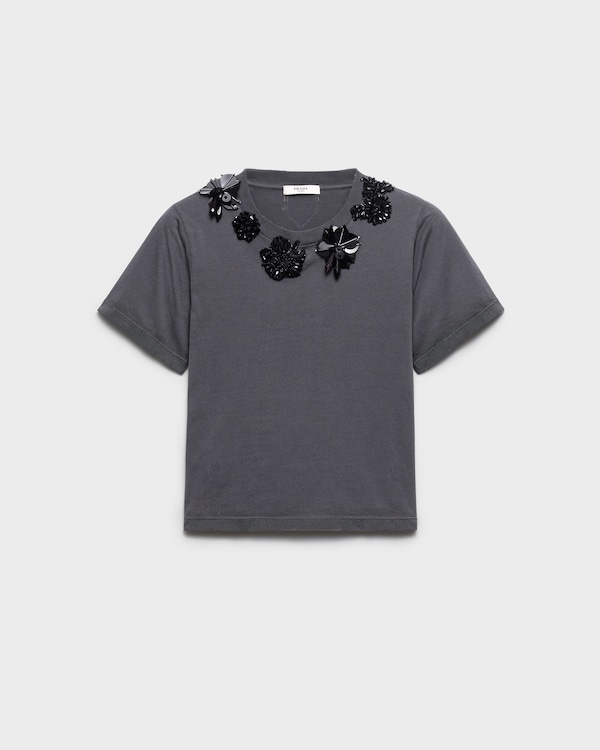 Garment-dyed, distressed jersey T-shirt - Gris Plomo Garment-dyed, distressed jersey T-shirt - Gris Plomo