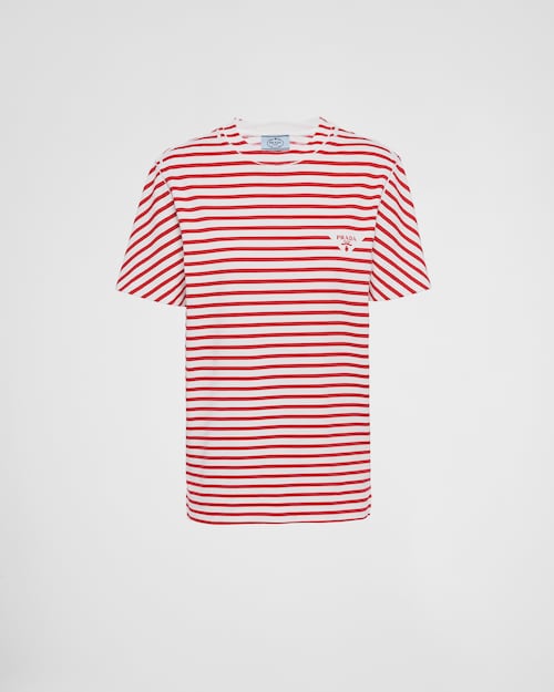 White/red Printed interlock T-shirt | Prada