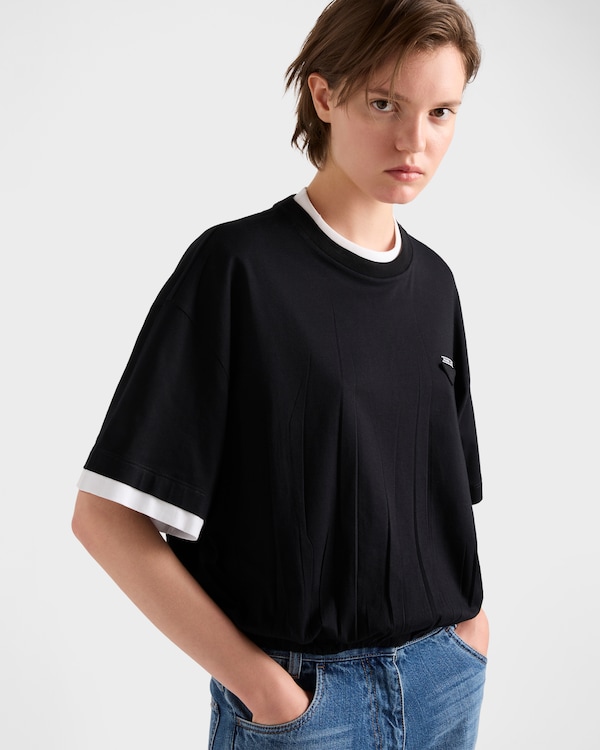 Short-sleeved cotton jersey T-shirt - Black Short-sleeved cotton jersey T-shirt - Black