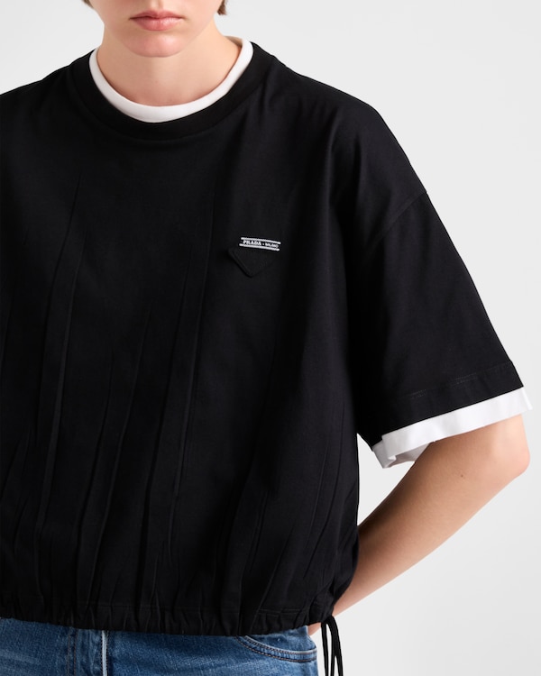Short-sleeved cotton jersey T-shirt - Black Short-sleeved cotton jersey T-shirt - Black