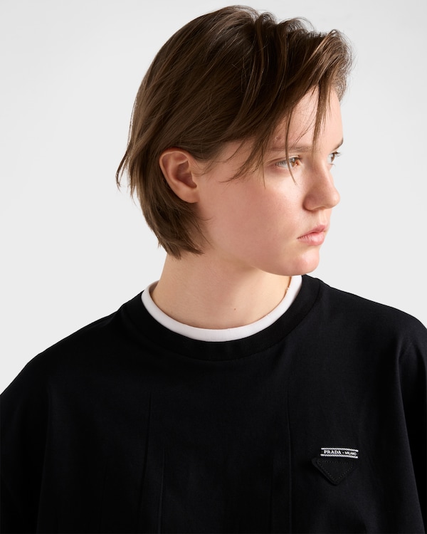 Short-sleeved cotton jersey T-shirt - Black Short-sleeved cotton jersey T-shirt - Black