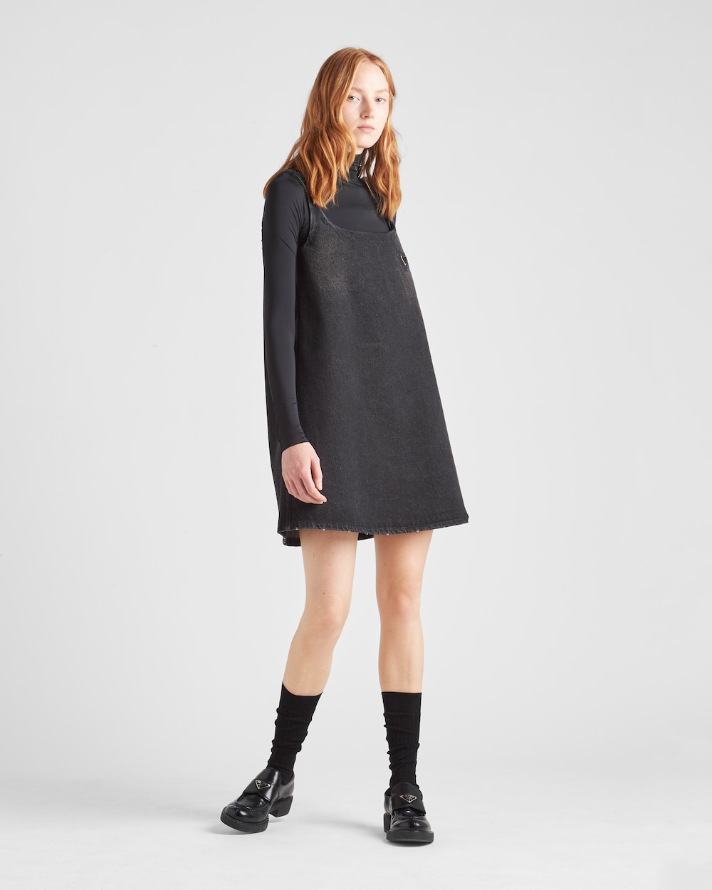 Black Jersey turtleneck top | Prada