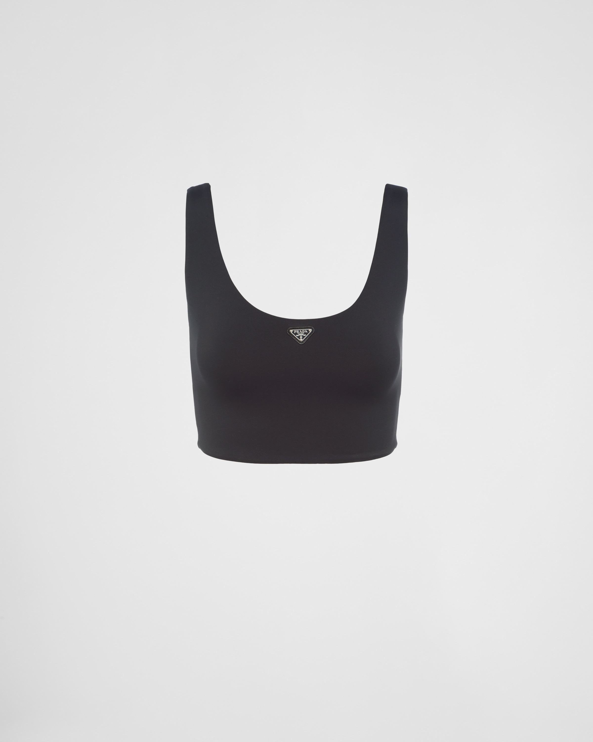 Black Stretch Jersey Top PRADA