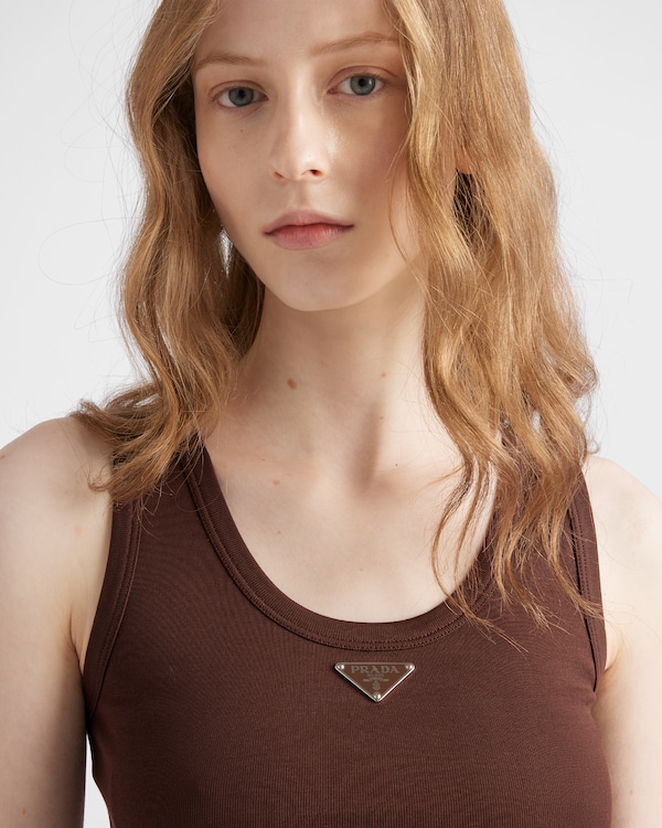 توب قصير محبوك مضلع - بني كاكاو توب قصير محبوك مضلع - بني كاكاو