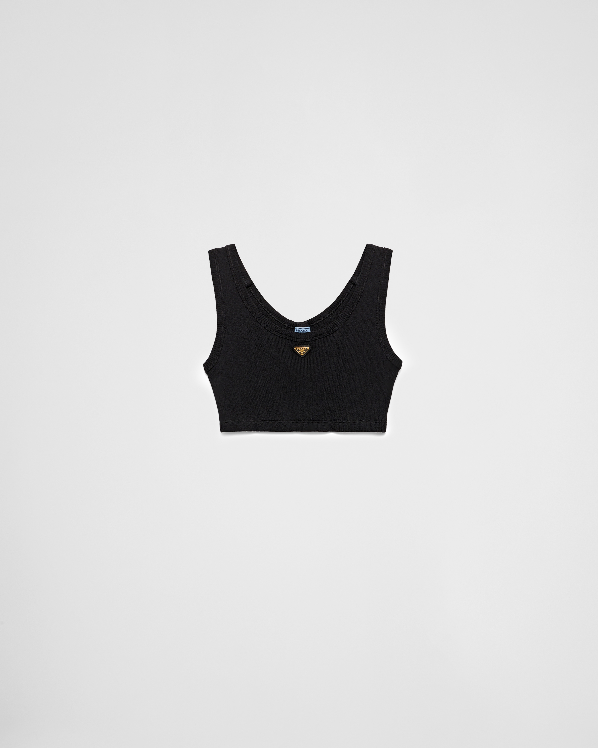 Prada Ribbed Jersey Tank Top In Black
