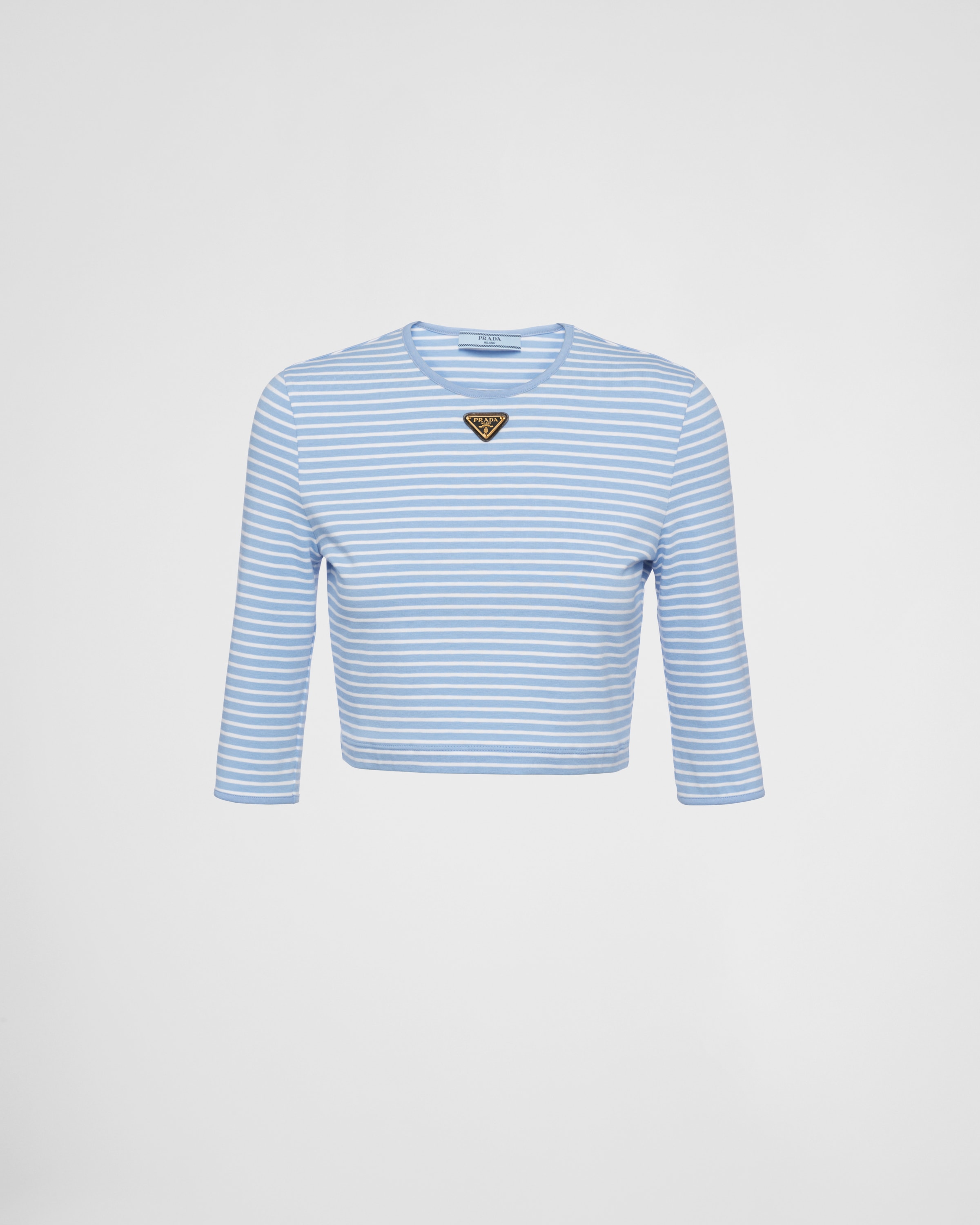 Prada Striped Jersey Top In Blue