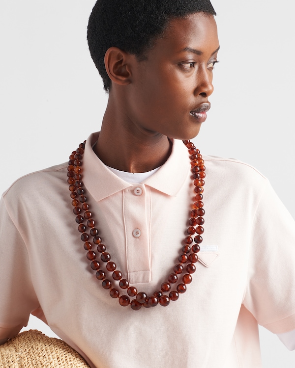 Piqué and jersey polo shirt - Peach Piqué and jersey polo shirt - Peach