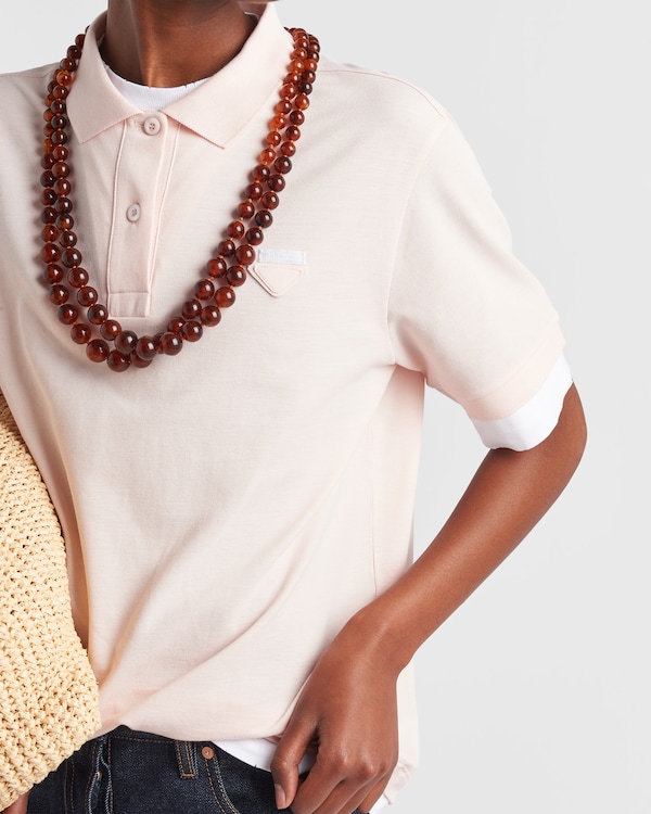 Piqué and jersey polo shirt - Peach Piqué and jersey polo shirt - Peach