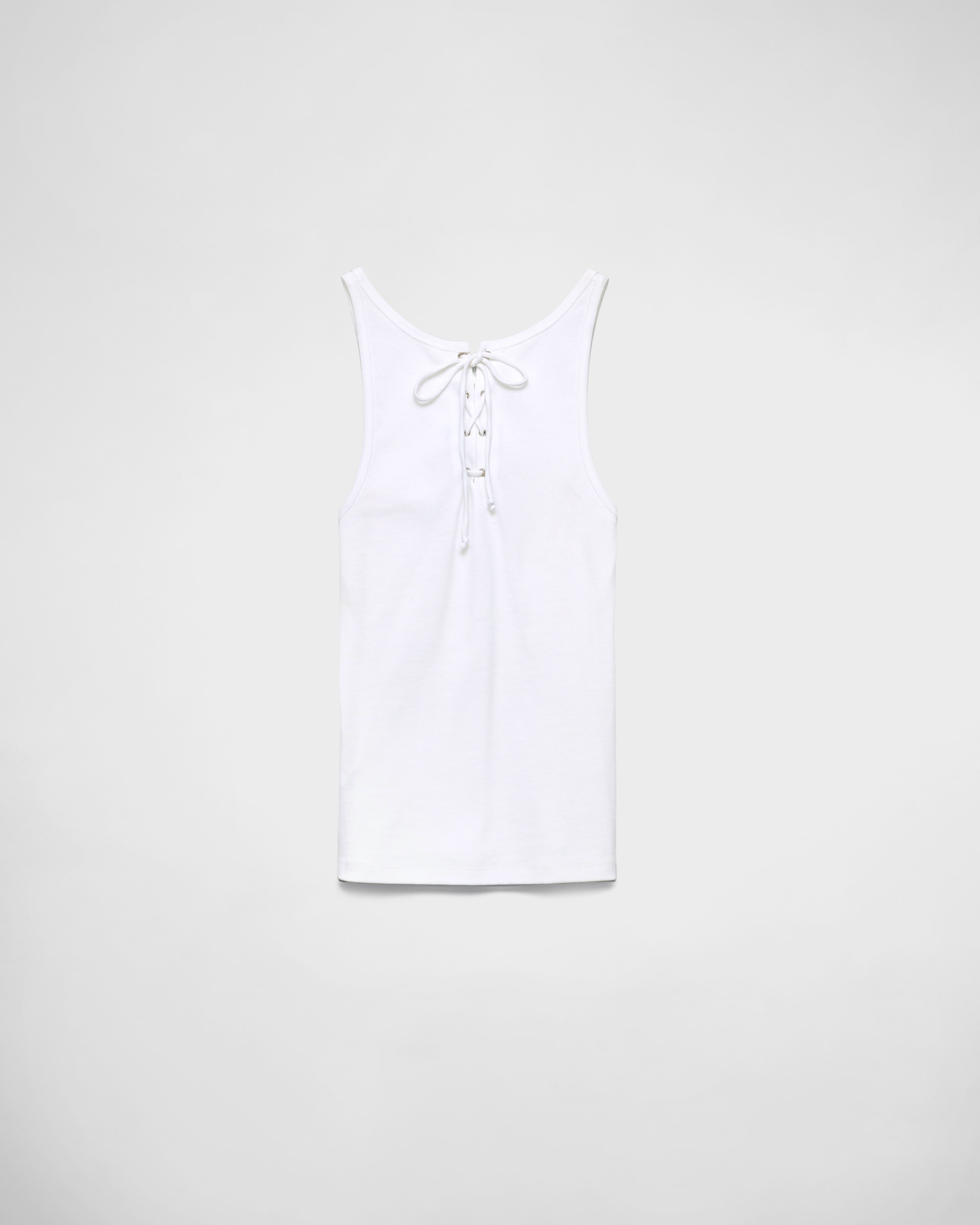 White Cotton tank top with laces | PRADA