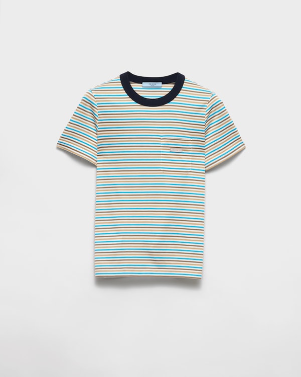 Astral Blue Sleeveless cotton mesh top | PRADA