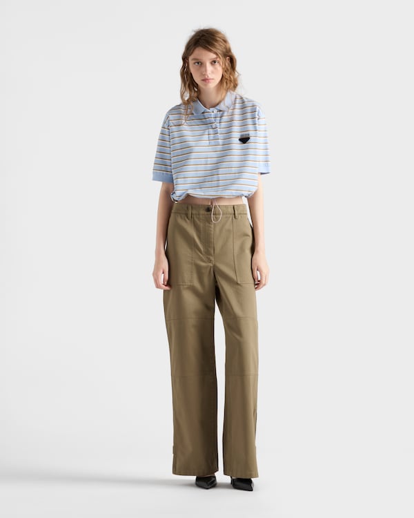 クロップド ストライプピケ ポロシャツ クロップド ストライプピケ ポロシャツ