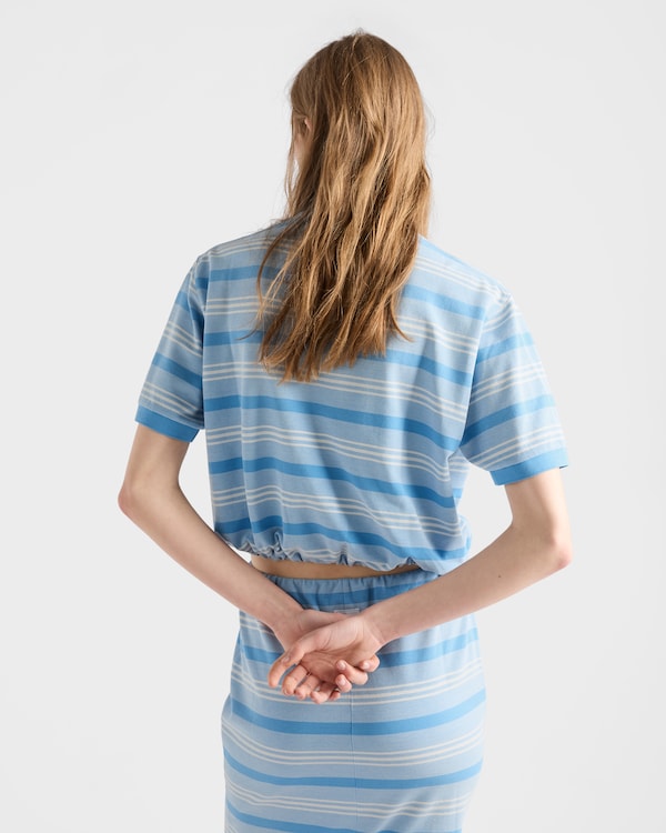 Polo de piqué con estampado a rayas - Azul claro Polo de piqué con estampado a rayas - Azul claro