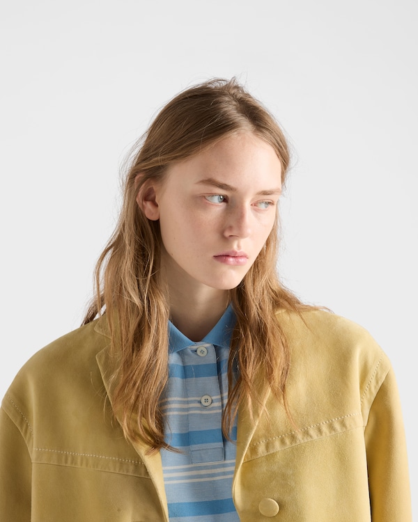 Polo de piqué con estampado a rayas - Azul claro Polo de piqué con estampado a rayas - Azul claro