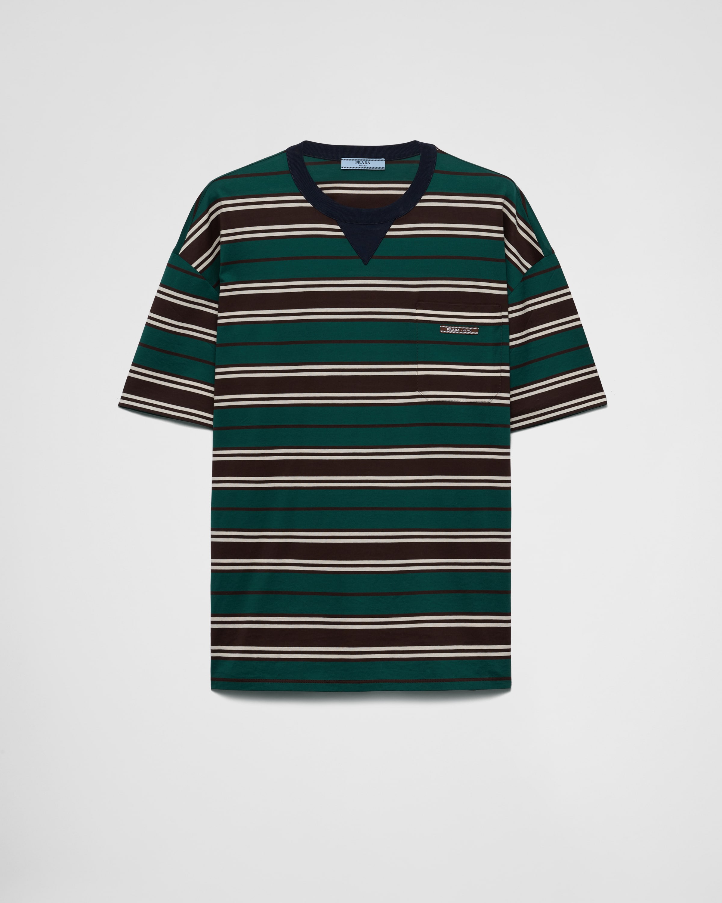 Prada Lisle Cotton Oversized T-shirt In Ebony/emerald Green