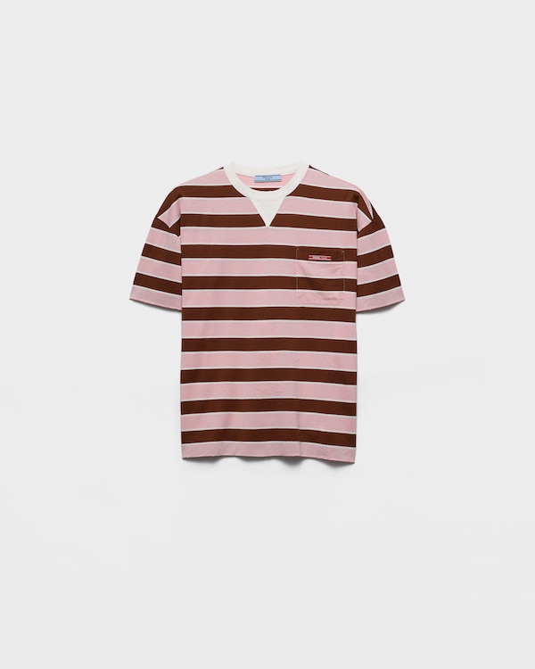 Bayadere striped lisle cotton T-shirt - Alabaster/Tobacco Bayadere striped lisle cotton T-shirt - Alabaster/Tobacco