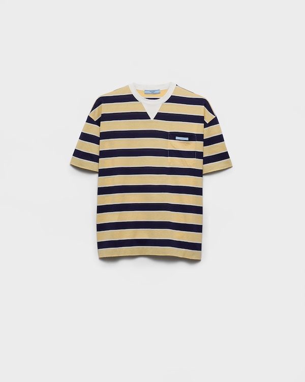 Bayadere striped lisle cotton T-shirt - Blue/Cream Bayadere striped lisle cotton T-shirt - Blue/Cream