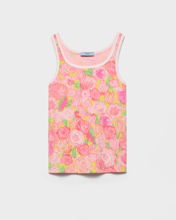 【PRADA】プラダ★Pink Cotton T-shirt★コットン Tシャツ PRADA (プラダ) コットン トライアングルモチーフ クルーネック