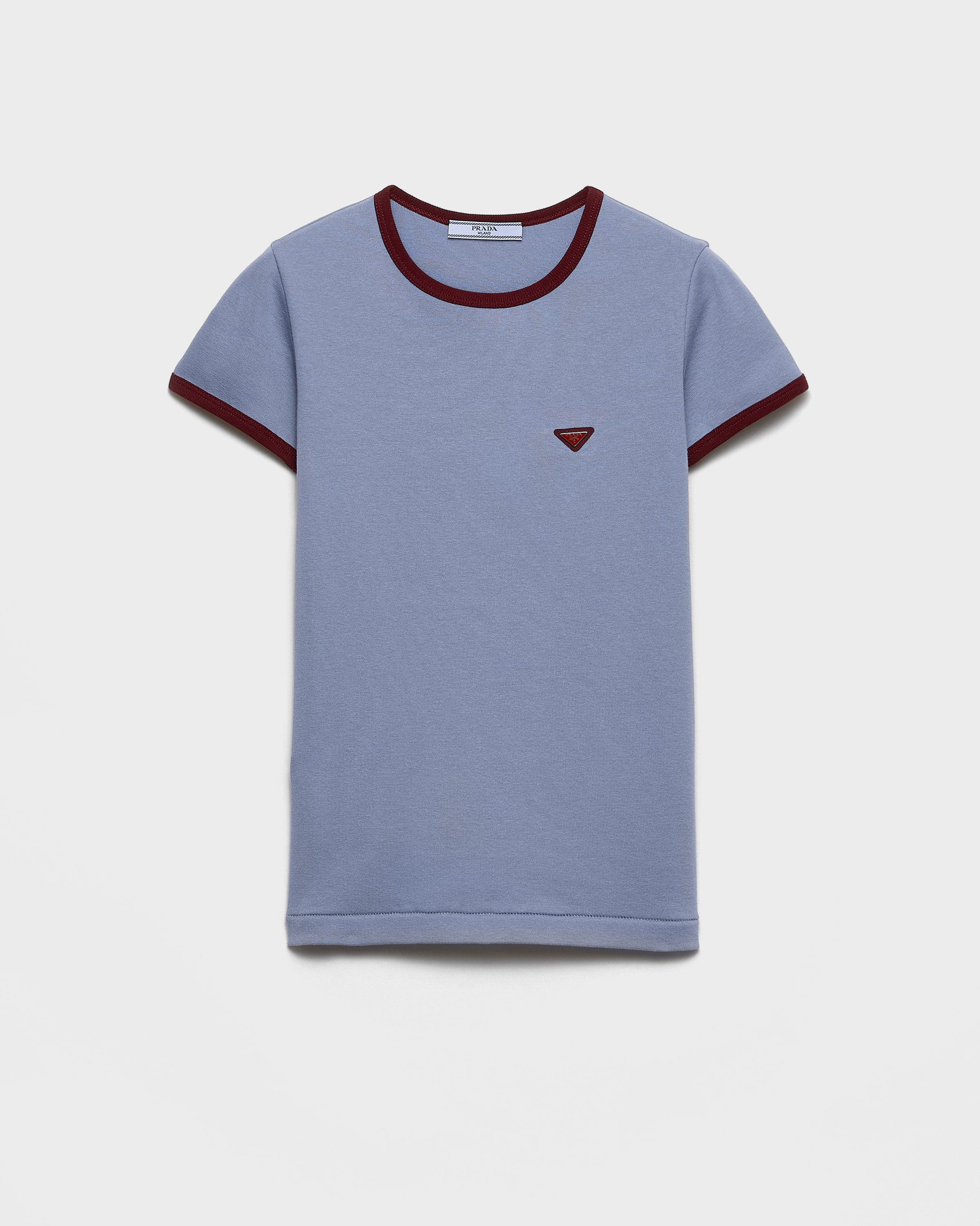 Aviator blue/Burgundy Cotton T-shirt | PRADA - United States