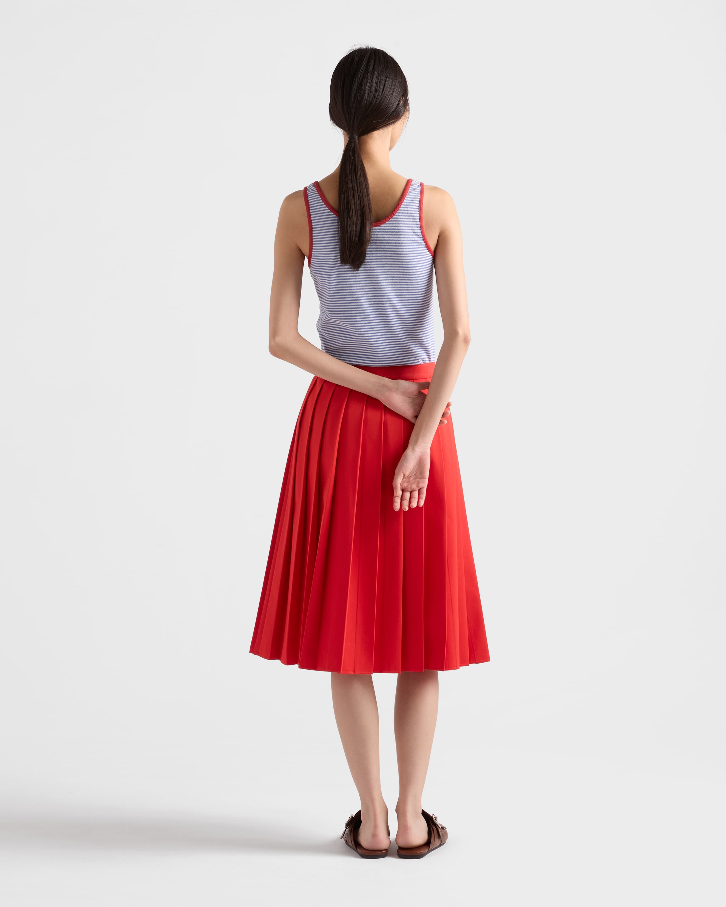 Periwinkle/red Striped Cotton Jersey Tank Top | PRADA - United States
