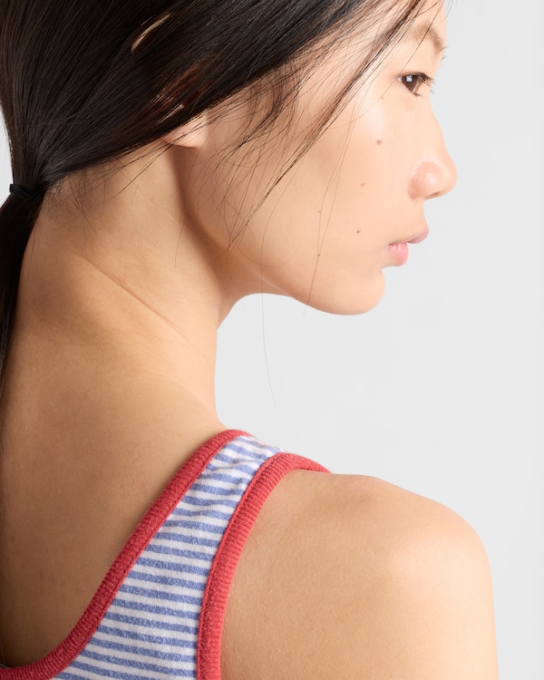 Striped cotton jersey tank top - Periwinkle/Red Striped cotton jersey tank top - Periwinkle/Red
