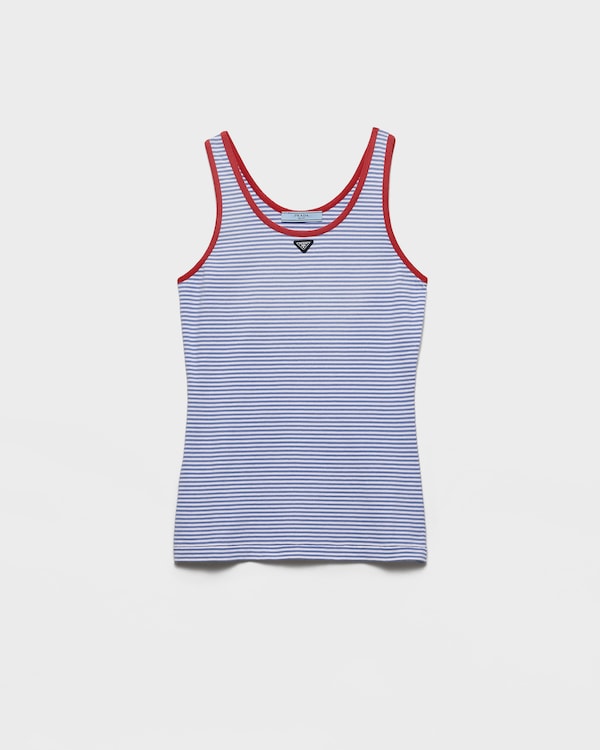 Striped cotton jersey tank top - Periwinkle/Red Striped cotton jersey tank top - Periwinkle/Red