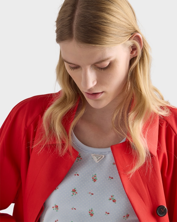 Bouquet print ribbed knit tank top - Sky Blue Bouquet print ribbed knit tank top - Sky Blue